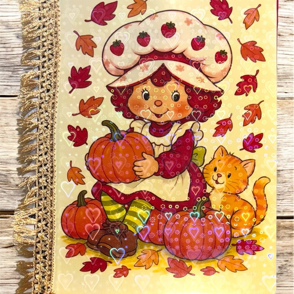Strawberry Autumn altered composition notebook / Junk Journal